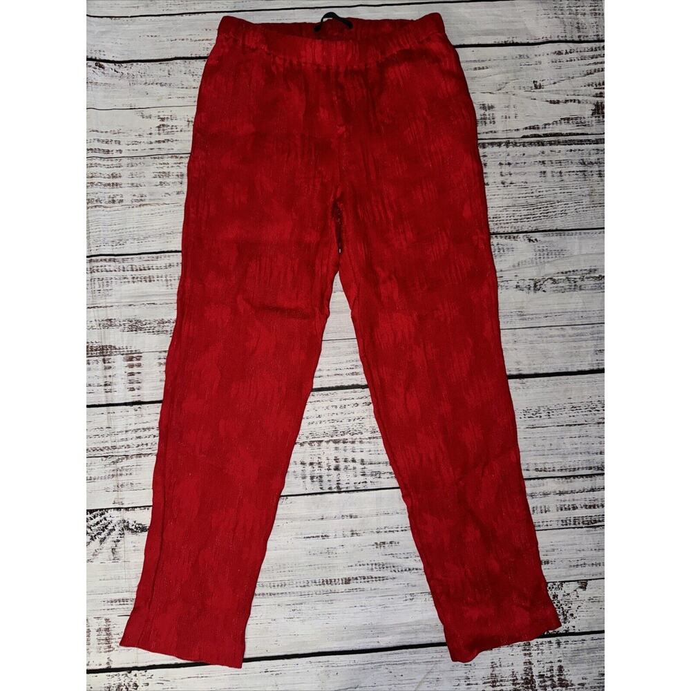 Creatures‎ Of Comfort Red Texture Ribbed Elastic Waist Pants Size 6